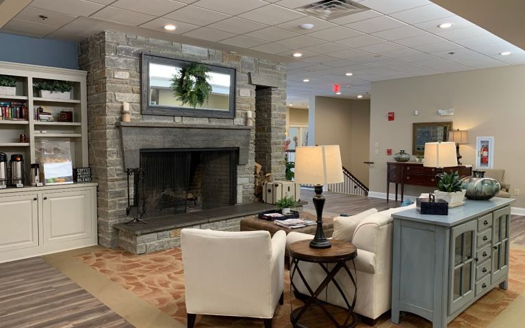 Lounge and fireplace